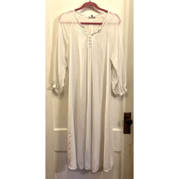 CALME Johnny Was White Long Sleeve Midi Dress  Women's Size Small - Picture 2 of 9
